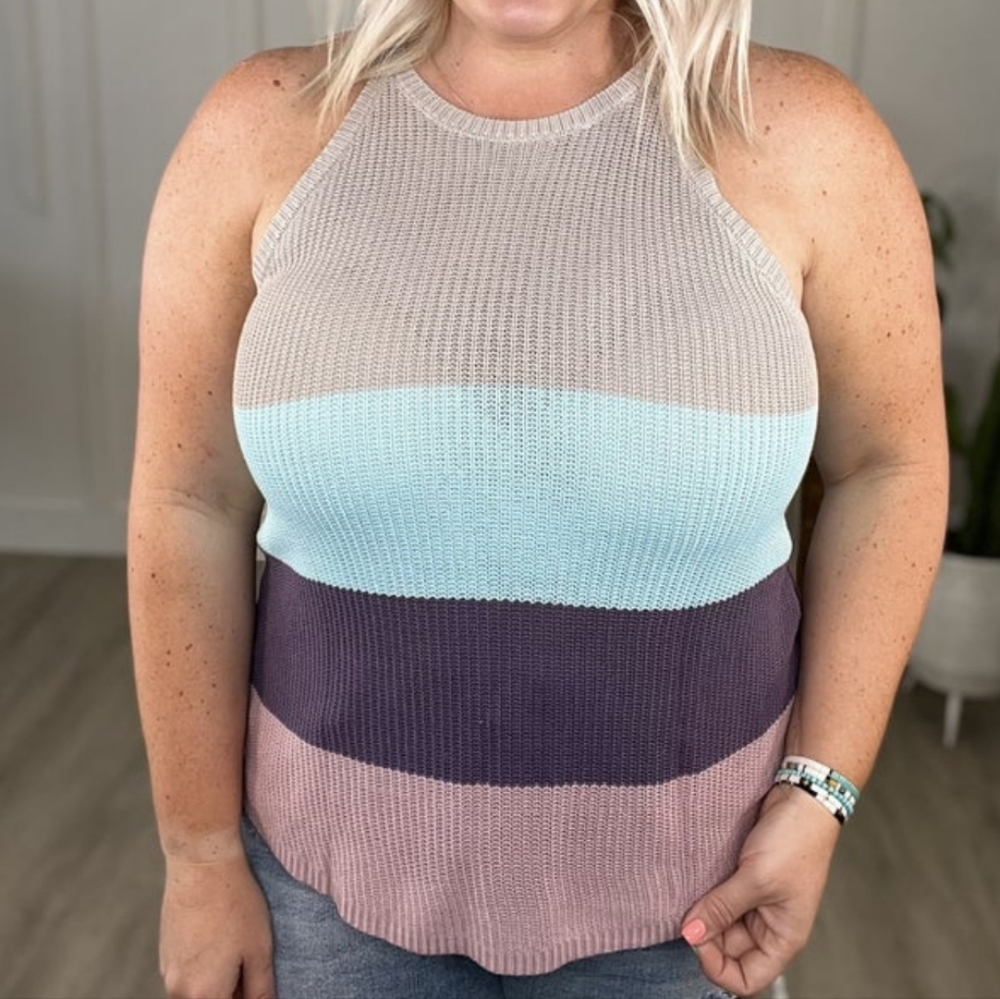 NWOT Knit Colorblock Tank